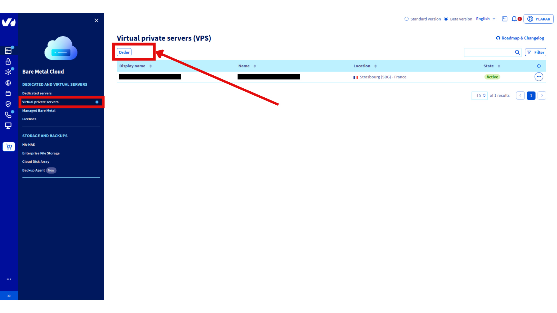 Order VPS from OVHcloud