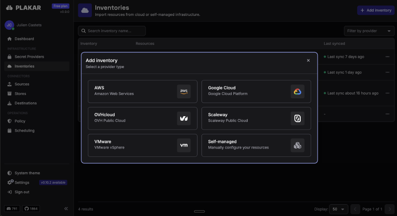 Plakar Control Plane: inventory management